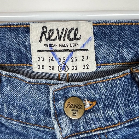 Revice Denim High Waisted Frayed Hem Ankle Cropped Jeans Distressed Size 30 - Picture 8 of 10